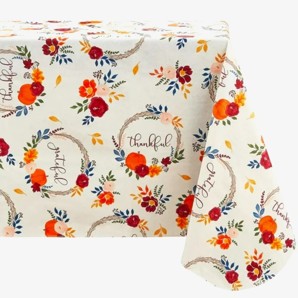 NEW Way To Celebrate Harvest Wreaths & Florals Tablecloth